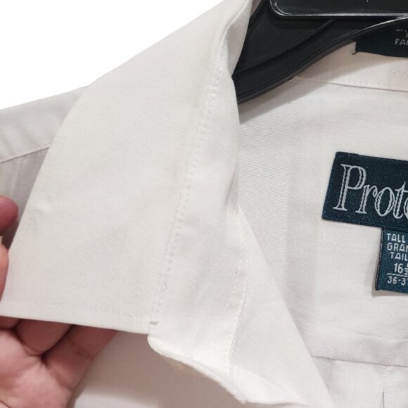 Protocol Shirt Men's Size 16.5 (36-37) White Long Sleeve Tall Fit Button Down - Picture 8 of 16